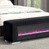 Elnath Bench W/ Visual Crystal Fireplace Model Fm-Bn6001Bk By Furniture Of America